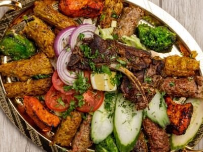 Shahi grilled platter for 8, mixed meats served at Dewan-e-Khass